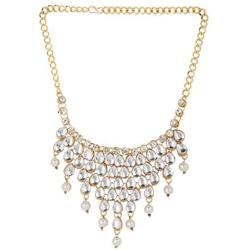Efulgenz Indian Bollywood Gold Plated Crystal Kundan Rhinestone Faux Pearl Wedding Choker Collar Necklace Earrings Jewelry Set