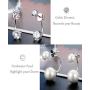 Sllaiss 2 Pairs Sterling Silver Double Ball Ear Jacket Earrings Set Cubic Zirconia Round Pearl Jewelry for Women Girls