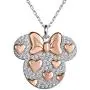 Disney Minnie Mouse Sterling Silver Pink and Cubic Zirconia 18'' Necklace, Official License