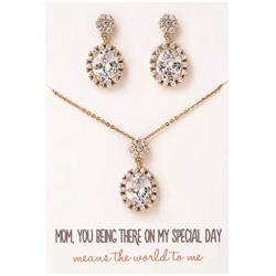 A+O Mother of The Bride or Groom Gift, Wedding Oval Earring and Necklace Jewelry Set in Silver, Gold, Rose Gold