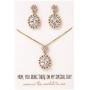 A+O Mother of The Bride or Groom Gift, Wedding Oval Earring and Necklace Jewelry Set in Silver, Gold, Rose Gold