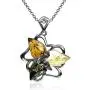 Ian and Valeri Co. Multicolor Amber Sterling Silver Flower Pendant Necklace Chain 18'' Ian and Valeri Co. Multicolor Amber Sterling Silver Flower Pendant Necklace Chain 18''
