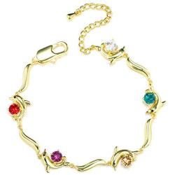 Sllaiss 14K Gold Plated Dolphin Bracelet Embellished with 5A Cubic Zircon Lobster Clasp Fashion Party Valentines Day Jewelry Gift for Women Adjustable Dolphin Link Bracelets