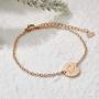 THREE KEYS JEWELRY Rose Gold Initial Bracelet for Girls Gifts Stainless Steel Dainty Coin Name Initial Charm Bracelet Alphabet Letter Pendant Silver Initial Bracelets for Women with Initial