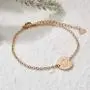 THREE KEYS JEWELRY Rose Gold Initial Bracelet for Girls Gifts Stainless Steel Dainty Coin Name Initial Charm Bracelet Alphabet Letter Pendant Silver Initial Bracelets for Women with Initial