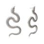 Olbye Snake Studs Earrings Silver Long Dangle Serpent Earrings Minimalist Earrings Special Jewelry for Halloween Women and Girls (Silver)