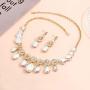 2 PCS/set Elegant Rhinestone Austrian Crystal Choker Necklace Teardrop Dangle Earrings Jewelry Sets for Women Girls, Womens Bridal Wedding Bridesmaid Party Birthday Prom Jewelry Gift.