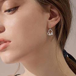 925 Sterling Silver Friendship Bis Sis Lit Sis Sister Heart Dangle Earrings Birtthday Christmas Jewelry Gifts for Best Friend Sister Female Classmates Women