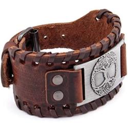 GUNGNEER Tree of Life Yggdrasil Sigil Leather Bracelet Celtic Knot Amulet Jewelry Protection Health Talisman Men Women
