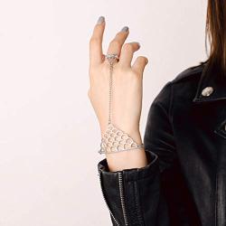 Yalice Gothic Finger Bracelet Ring Vintage Hand Chains Punk Slave Finger Chain Jewelry for Women and Girls (Silver)