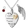 misyou Cremation Jewelry Charm Angel Wing Urn Necklace for Ashes I Used to be his Angle,Now Hes Mine - Stainless Steel Heart Memorial Pendant and 12 PCS Birthstones