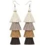 Manfnee Tassel Bohemian Earring Alloy Dangle&Drop Leather Teardrop Wood Earrings Jewelry Women