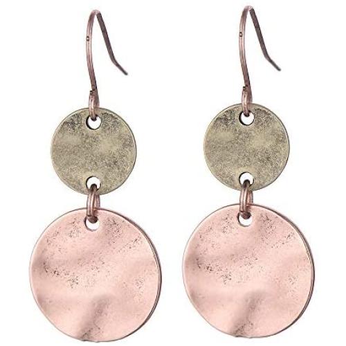 SMALLLOVE Boho Coin Earring Round Lightweight Dangle Drop Hoops Handmade Retro Geometry Earring Copper Wire Women Jewelry
