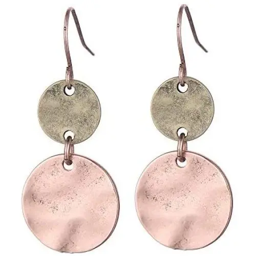 SMALLLOVE Boho Coin Earring Round Lightweight Dangle Drop Hoops Handmade Retro Geometry Earring Copper Wire Women Jewelry SMALLLOVE Boho Coin Earring Round Lightweight Dangle Drop Hoops Handmade Retro Geometry Earring Copper Wire Women Jewelry