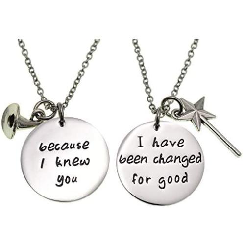 Melix Home Wicked The Musical Necklace Because I Knew You I Have Been Changed for Good Gifts for Sister BFF Gifts Necklace Set of 2 Melix Home Wicked The Musical Necklace Because I Knew You I Have Been Changed for Good Gifts for Sister BFF Gifts Necklace Set of 2