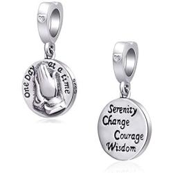 Praying Hands Charms 925 Sterling Silver Love Prayer Dangle-Serenity Change Courage Wisdom Charms fits Pandora Style Bracelet, Gifts for Mothers Day/Thanksgiving