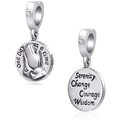 Praying Hands Charms 925 Sterling Silver Love Prayer Dangle-Serenity Change Courage Wisdom Charms fits Pandora Style Bracelet, Gifts for Mothers Day/Thanksgiving
