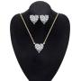 Beyond Love Heart Pendant Necklace and Earrings Jewelry Set for Women 18K White Gold Plated Bridal Wedding Silver Choker 5A Zirconia Girl Gift Party 18”