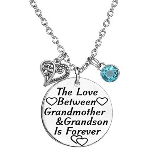 TISDA Grandma Gifts from Grandson,The Love Between Grandmother and Grandson is Forever Necklace Birthstone Family Jewelry TISDA Grandma Gifts from Grandson,The Love Between Grandmother and Grandson is Forever Necklace Birthstone Family Jewelry