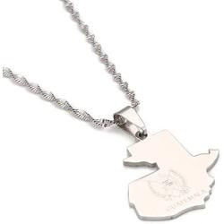 Stainless Steel Guatemala Map Pendant Necklace Gold Color Jewelry Map of Guatemala