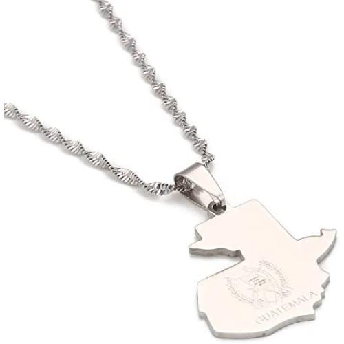 Stainless Steel Guatemala Map Pendant Necklace Gold Color Jewelry Map of Guatemala