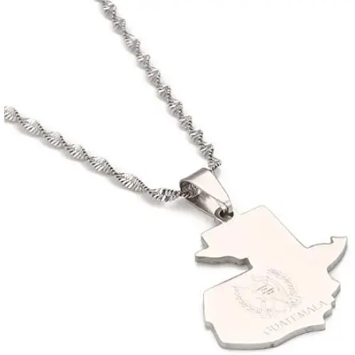 Stainless Steel Guatemala Map Pendant Necklace Gold Color Jewelry Map of Guatemala