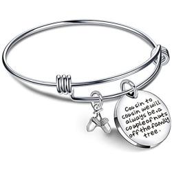 lauhonmin Cousin Bangle Bracelets for Women Men Boy Girl Cousin to Cousin Will Always be a Couple of Nuts Off Family Tree