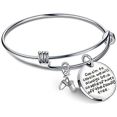 lauhonmin Cousin Bangle Bracelets for Women Men Boy Girl Cousin to Cousin Will Always be a Couple of Nuts Off Family Tree