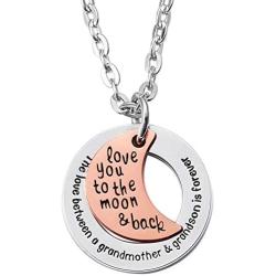 LParkin Grandson Necklace Grandma Gift Grandmother Necklace Jewelry The Love Between a Grandmother and Grandson is Forever