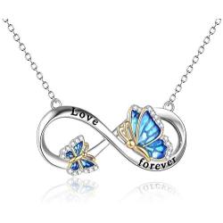 Infinity Necklaces Mothers Day Gifts for Women Mom Sterling Silver Butterfly Pendant Necklace Jewelry for Daughter Girls