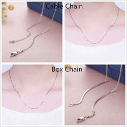 Sllaiss 2Pcs 925 Sterling Silver 1MM Box Chain Necklace For Women Men Cable Chain Necklace 14-36