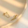 S.Leaf Cubic Zirconia Stud Earrings with Chain Sterling Silver Dangle Earrings for Women
