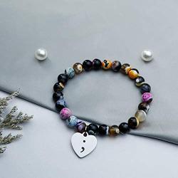 G-Ahora Mental Health Awareness Gift Inspirational Semicolon Bracelet Suicide Prevention Awareness Depression Semi Colon Jewelry