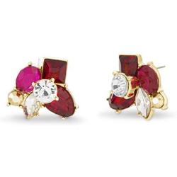 CATHERINE MALANDRINO Multicolor Rhinestone Cluster Yellow Gold -Tone Necklace and Earring Set for Women