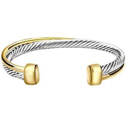 UNY Single Line Cross Over Twisted Cable Wire Bangles Crystal Mosaic Bracelet Bangle for Women Fashion Jewelry
