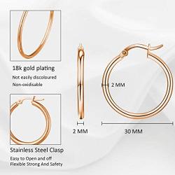 ZRO 3 Pairs Hoop Earrings 18K Gold Plated Hypoallergenic Stainless Steel Hoop Earrings Women Girls Gift