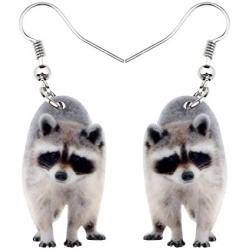 NEWEI Acrylic Raccoon Ringtail Earrings Drop Dangle Sweet Wild Animal Jewelry For Women Girl Charms