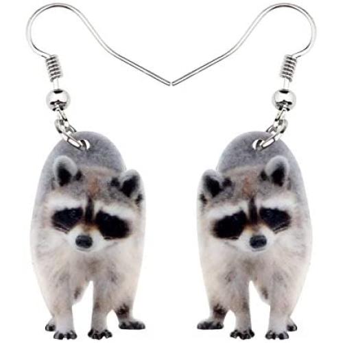 NEWEI Acrylic Raccoon Ringtail Earrings Drop Dangle Sweet Wild Animal Jewelry For Women Girl Charms