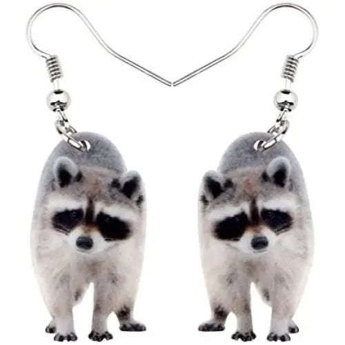 NEWEI Acrylic Raccoon Ringtail Earrings Drop Dangle Sweet Wild Animal Jewelry For Women Girl Charms