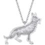 DOWAY Antique Rose Gold/Silver Plated Sweet German Shepherd Necklace Pet Dog Pendant Novelty Metal Jewelry for Women Girls Charm Party Gift
