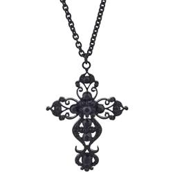 Lux Accessories Rhinestone Crystal Filigree Cross Pendant Necklace