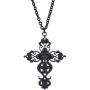 Lux Accessories Rhinestone Crystal Filigree Cross Pendant Necklace