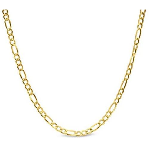 PORI JEWELERS 14K Yellow Gold 2.5mm, 3.5mm, 4.5mm, or 5.5mm Figaro Link Chain Necklace- Made in Italy- Multiple Lengths Available