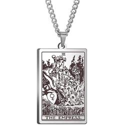 Tina Silvergray Unisex Tarot Necklace Vintage Rider Waite Tarot Card Pendant Necklace