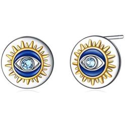 YFN Sterling Silver Evil Eye Earrings Greek Protection Jewelry Gifts for Women Ladies