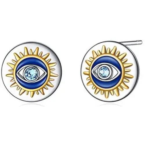 YFN Sterling Silver Evil Eye Earrings Greek Protection Jewelry Gifts for Women Ladies