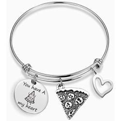 Funny Pizza Bracelet You Have a Pizza My Heart Pizza Food Lover Jewelry Pizza Gift for Wife Girlfriend（have pizza heart BR）