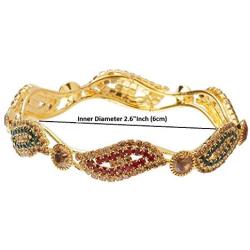 Efulgenz Indian Style Bollywood Gold Plated Rhinestone Crystal Bridal Wedding Bracelet Bangle Set Jewelry