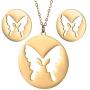 Vocheng Gold Monarch Butterfly and Earring Sets for Women Teen Girls,Hollow Out 316L Stainless Steel Pendant Necklace and Round Stud Piercing Earrings, with Fine Gift Box and Cute Card Jewelry Set