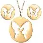 Vocheng Gold Monarch Butterfly and Earring Sets for Women Teen Girls,Hollow Out 316L Stainless Steel Pendant Necklace and Round Stud Piercing Earrings, with Fine Gift Box and Cute Card Jewelry Set